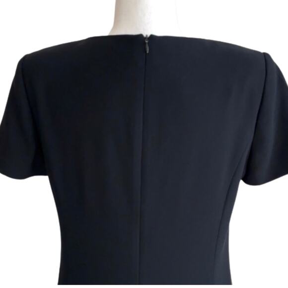 Kasper ASL Dress Dark Navy Square Neck Empire Waist Tie Short Sleeve 6 Petite - Picture 7 of 12